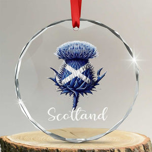 Scotland Thistle Floral Emblem Saltire Flag Crystal Glass Ornament Patriotic Scottish Heritage