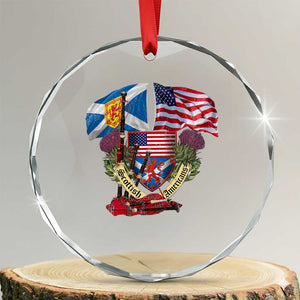 Scottish American Heritage Month Crystal Glass Ornament Bagpipe Vintage Scottish American Flag Thistle TS11 Transparent Glass 3'' Circle Print Your Wear