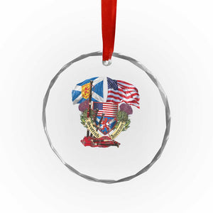 Scottish American Heritage Month Crystal Glass Ornament Bagpipe Vintage Scottish American Flag Thistle TS11 Print Your Wear