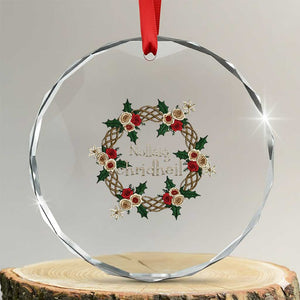 Scottish Celtic Xmas Nollaig Chridheil Crystal Glass Ornament Xmas Wreath TS11 Transparent Glass 3'' Circle Print Your Wear