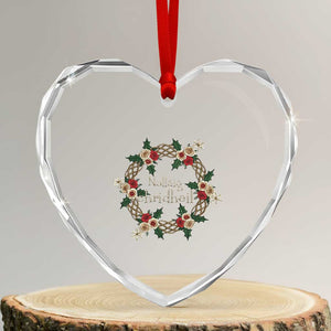 Scottish Celtic Xmas Nollaig Chridheil Heart Crystal Glass Ornament Xmas Wreath TS11 Transparent Glass 3'' Heart Print Your Wear
