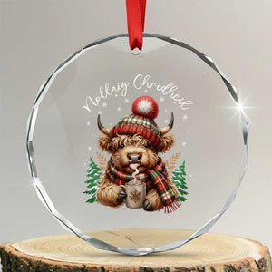 Scottish Christmas Crystal Glass Ornament Nollaig Chridheil Gaelic Xmas Higland Cow TS11 Transparent Glass 3'' Circle Print Your Wear