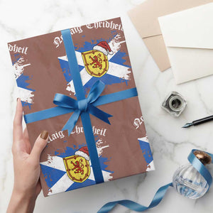 Scottish Christmas Wrapping Paper Roll Nollaig Chridheil Gaelic Xmas Scotland Lion Rampant TS11 Mocha Print Your Wear