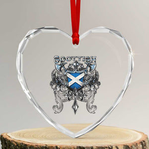 Scottish Heritage Crest Gothic Heart Crystal Glass Ornament Medieval Flag and Sword Celtic Pride TS02 Transparent Glass 3'' Heart Print Your Wear