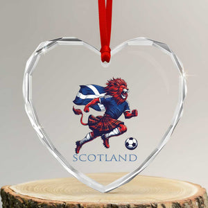Scottish Lion Football Heart Crystal Glass Ornament Brave Lion in Kilt with Flag Cape Pride TS02 Transparent Glass 3'' Heart Print Your Wear