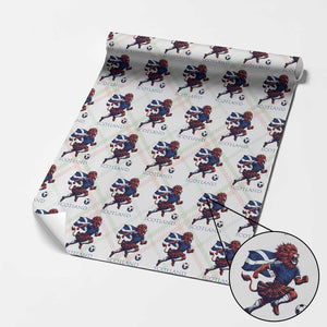 Scottish Lion Football Wrapping Paper Roll Brave Lion in Kilt with Flag Cape Pride TS02 Christmas Plaid Print Your Wear