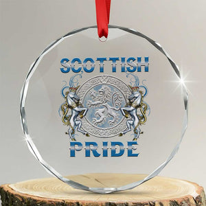 Scottish Pride Crystal Glass Ornament Lion Rampant Unicorns Scottish Flag TS11 Transparent Glass 3'' Circle Print Your Wear