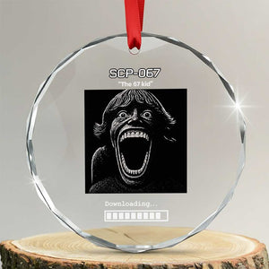 SCP 67 Mason The 6 7 Kid Meme Crystal Glass Ornament Six Seven Boy Horror Edit TS02 Transparent Glass 3'' Circle Print Your Wear
