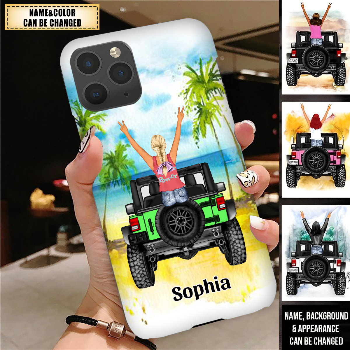 Personalized Jeep A Girl With Off Road Car Phone Case Funny Travel Gift For Journey Girls CTM One Size Custom - Printyourwear