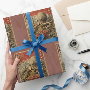 Sea Monster Eating Ramen Wrapping Paper Roll Vintage Graphic Japanese Lover Ukiyo-e Art TS10 Mocha Print Your Wear