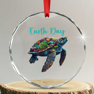 Sea Turtle Earth Day Crystal Glass Ornament Save The Earth TS02 Transparent Glass 3'' Circle Print Your Wear