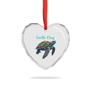 Sea Turtle Earth Day Heart Crystal Glass Ornament Save The Earth TS02 Print Your Wear