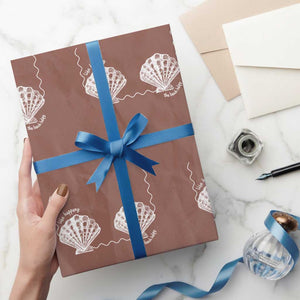 Seashell Bra Wrapping Paper Roll Mermaid Cute Summer Beach Vacation TS10 Mocha Print Your Wear