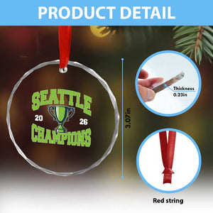 Seattle Champions 2026 Crystal Glass Ornament Retro Gameday Team Fan TS10 Print Your Wear