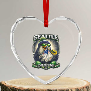 Seattle Champions Fan Pride Heart Crystal Glass Ornament Football Fan Gift TS12 Transparent Glass 3'' Heart Print Your Wear