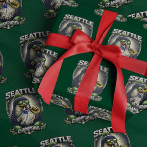 Seattle Champions Fan Pride Wrapping Paper Roll Football Fan Gift TS12 Green Print Your Wear