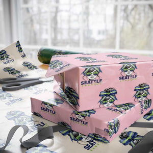 Seattle Girl Wrapping Paper Roll Funny Sport Fan Game Day Messy Bun TS11 Light Pink Print Your Wear