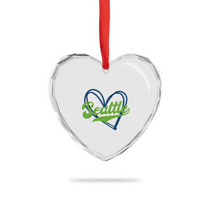 Seattle Heart Blue and Green Game Day Sports Fan Heart Crystal Glass Ornament TS02 Print Your Wear