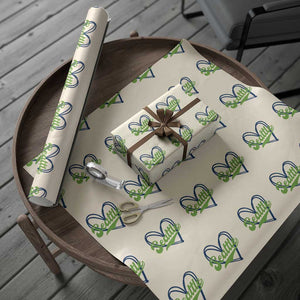 Seattle Heart Blue and Green Game Day Sports Fan Wrapping Paper Roll TS02 Beige Print Your Wear