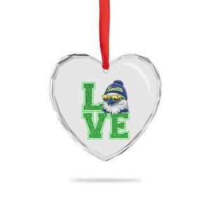 Seattle LOVE Hawk Graphic Heart Crystal Glass Ornament Blue and Green Game Day Sports Fan TS02 Print Your Wear