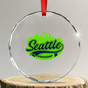 Seattle Pride Skyline Football Lover Crystal Glass Ornament Game Day Sports Fan TS02 Transparent Glass 3'' Circle Print Your Wear