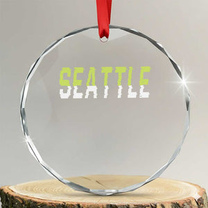 Seattle Retro Glitch Fan Gift Crystal Glass Ornament Proud Northwest 12s Fan TS12 Transparent Glass 3'' Circle Print Your Wear