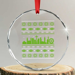Seattle Skyline Game Day Crystal Glass Ornament Ugly Christmas Football Fan Gift