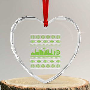 Seattle Skyline Game Day Heart Crystal Glass Ornament Ugly Christmas Football Fan Gift