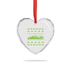 Seattle Skyline Game Day Heart Crystal Glass Ornament Ugly Christmas Football Fan Gift