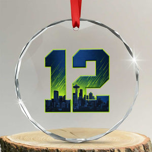 Seattle Skyline Number 12 Graphic Crystal Glass Ornament Pacific Northwest Emerald City Sports Fan Pride