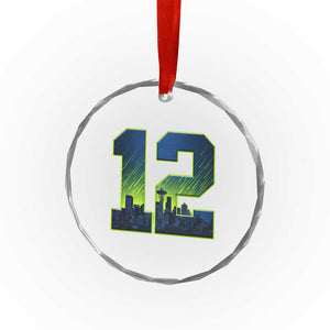 Seattle Skyline Number 12 Graphic Crystal Glass Ornament Pacific Northwest Emerald City Sports Fan Pride