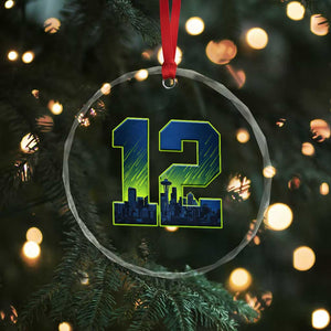 Seattle Skyline Number 12 Graphic Crystal Glass Ornament Pacific Northwest Emerald City Sports Fan Pride