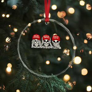 See No Crimes Hear No Truth Speak No Facts Skeletons Crystal Glass Ornament Political Satire Three Wise Monkeys Graphic TS02 Print Your Wear