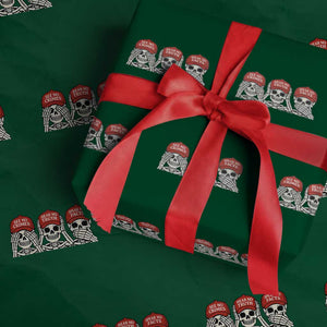 See No Crimes Hear No Truth Speak No Facts Skeletons Wrapping Paper Roll Political Satire Three Wise Monkeys Graphic TS02 Green Print Your Wear