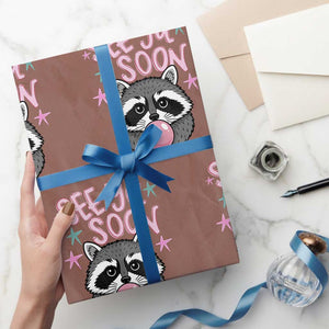 See Ya Soon Wrapping Paper Roll Funny Raccoon Summer Last Day Of School TS14 Mocha Print Your Wear