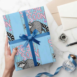 See Ya Soon Raccoon Wrapping Paper Roll Funny Last Day of School TS14 Light Blue Print Your Wear