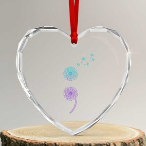 Semicolon Suicide Prevention Awareness Dandelion Graphic Heart Crystal Glass Ornament