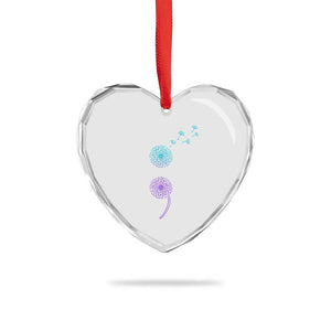 Semicolon Suicide Prevention Awareness Dandelion Graphic Heart Crystal Glass Ornament