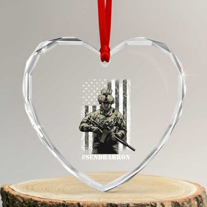Send Barron Heart Crystal Glass Ornament Sarcastic Political American Flag Camo Soldier TS14 Transparent Glass 3'' Heart Print Your Wear