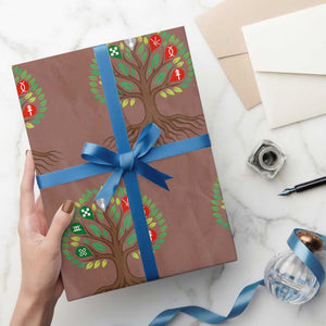 Seven Candles Of Kwanzaa Tree Of Life Wrapping Paper Roll African Heritage Gift TS12 Mocha Print Your Wear