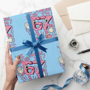 Seven Years Old Birthday Girl Wrapping Paper Roll I Was 6 Now I Am 7 TS12 Light Blue Print Your Wear