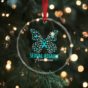 Sexual Assault Awareness Butterfly Ribbon Crystal Glass Ornament TS14 Print Your Wear