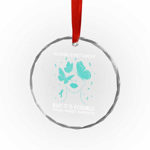 Sexual Assault Awareness Crystal Glass Ornament Healing Is Not Linear But It Is Possible TS14 Print Your Wear