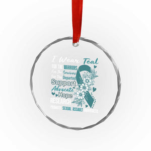 Sexual Assault Awareness Crystal Glass Ornament Teal Ribbon Flower TS14 Print Your Wear