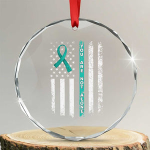 Sexual Assault Awareness Crystal Glass Ornament You Are Not Alone Ribbon Flag TS14 Transparent Glass 3'' Circle Print Your Wear