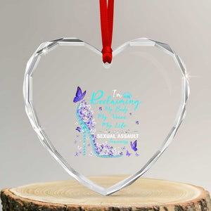 Sexual Assault Awareness Heart Crystal Glass Ornament I Am Reclaiming My Body My Voice My Life TS14 Transparent Glass 3'' Heart Print Your Wear