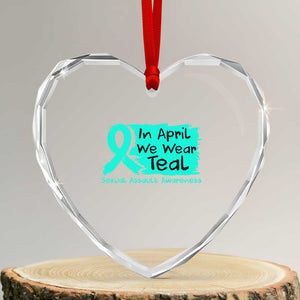 Sexual Assault Awareness Heart Crystal Glass Ornament In April We Wear Teal TS10 Transparent Glass 3'' Heart Print Your Wear