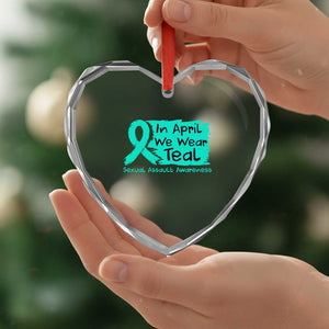 Sexual Assault Awareness Heart Crystal Glass Ornament In April We Wear Teal TS10 Print Your Wear