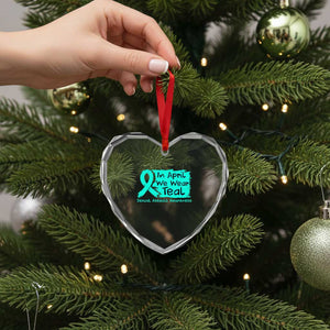 Sexual Assault Awareness Heart Crystal Glass Ornament In April We Wear Teal TS10 Print Your Wear