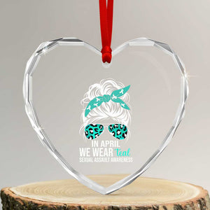 Sexual Assault Awareness Heart Crystal Glass Ornament In April We Wear Teal Women TS10 Transparent Glass 3'' Heart Print Your Wear
